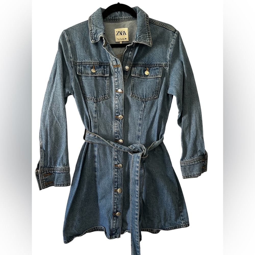 Zara Belted Denim Dress - Medium